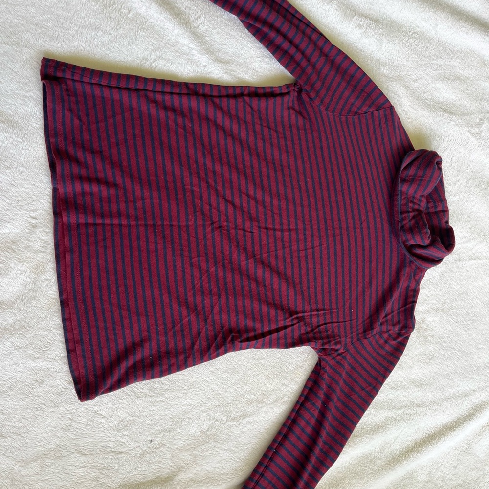 J. crew Tissue Turtleneck - Striped Maroon and Navy Women's Top